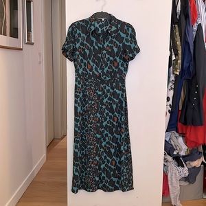 Diane von Furstenberg leopard button down Shirtdress size s